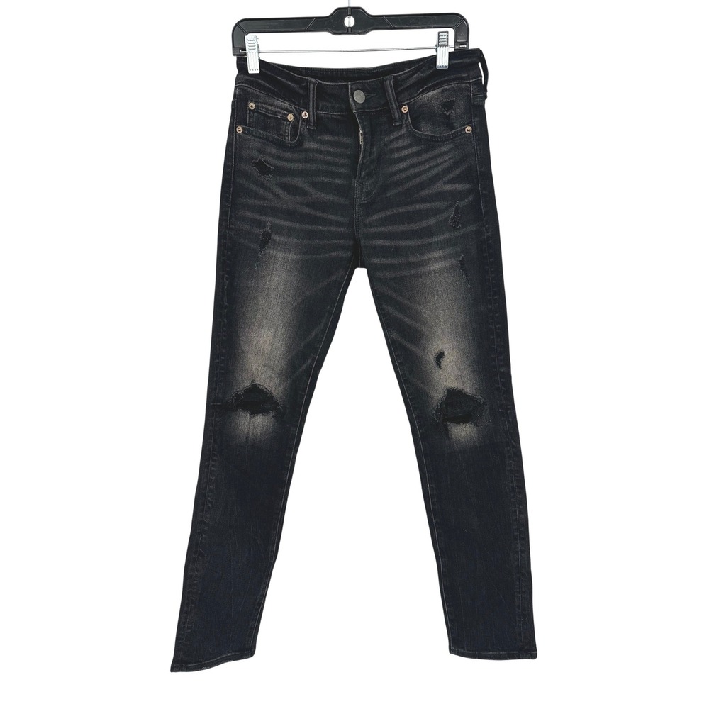 American Eagle Skinny Jeans Men 29x32 Black Distressed Ne(x)t Level‎ Flex Denim